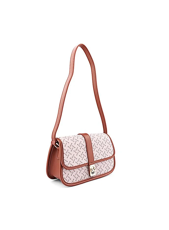 Cuple Women’s Monogram Shoulder Bag with Front Lock Detail